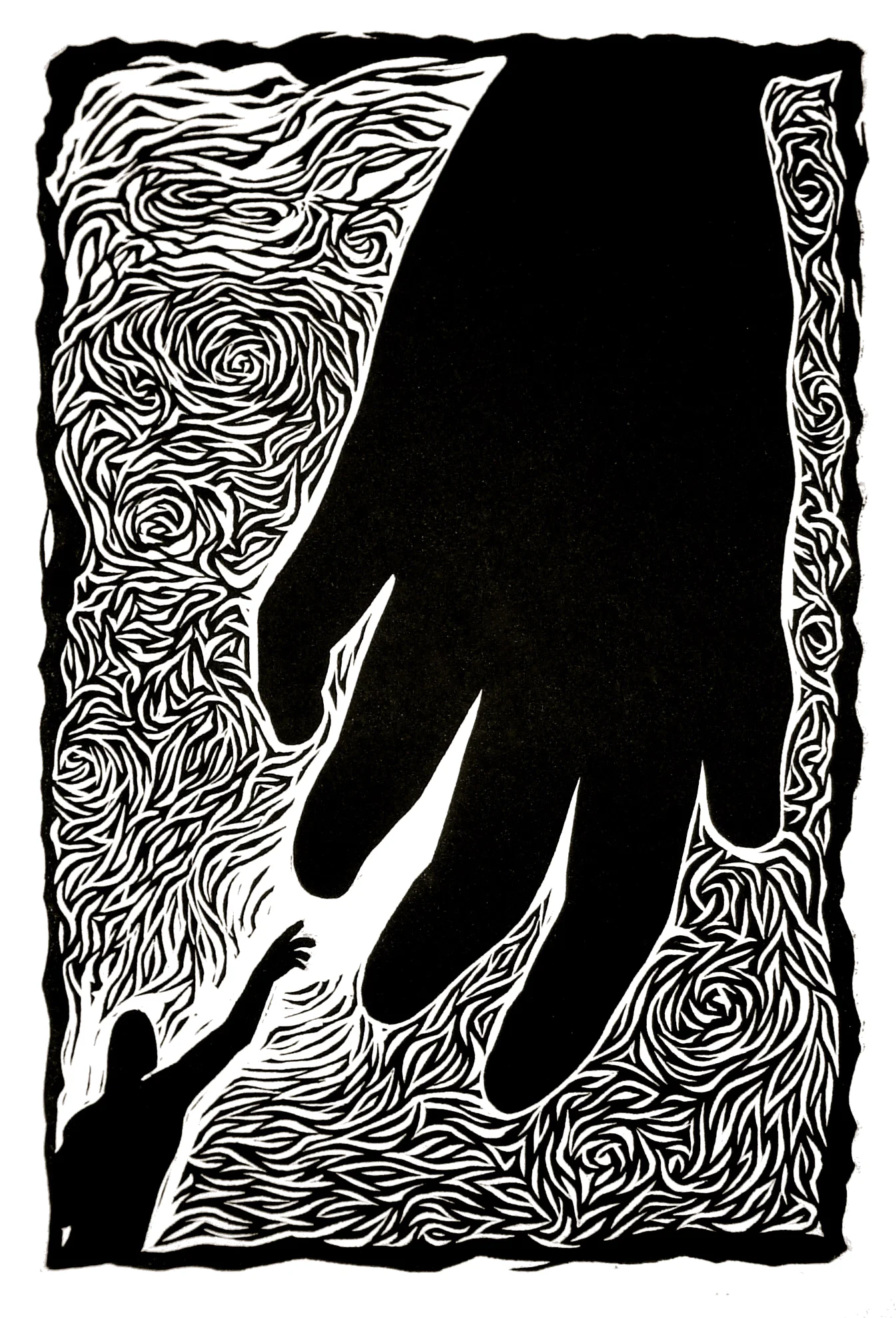 Untitled (Hand) . Linocut. 2008. 6x9"