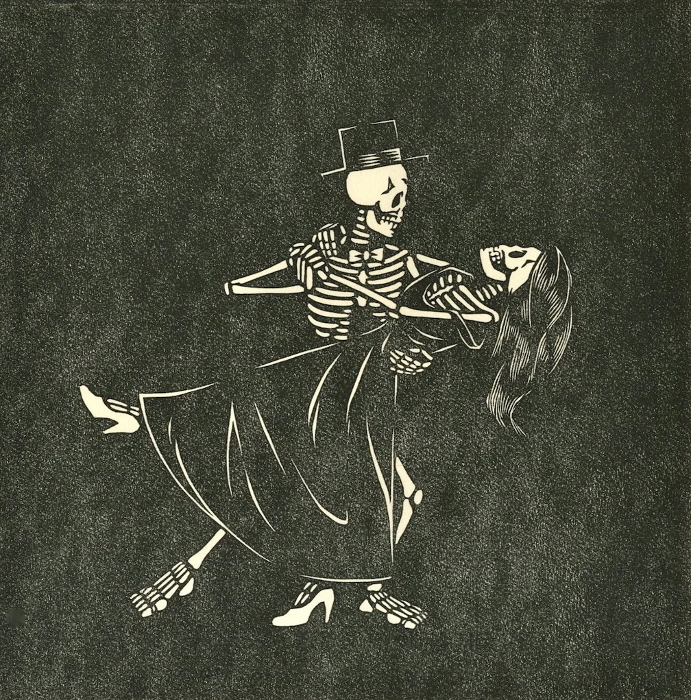 Danse Macabre . Linocut. 2011. 9x9"