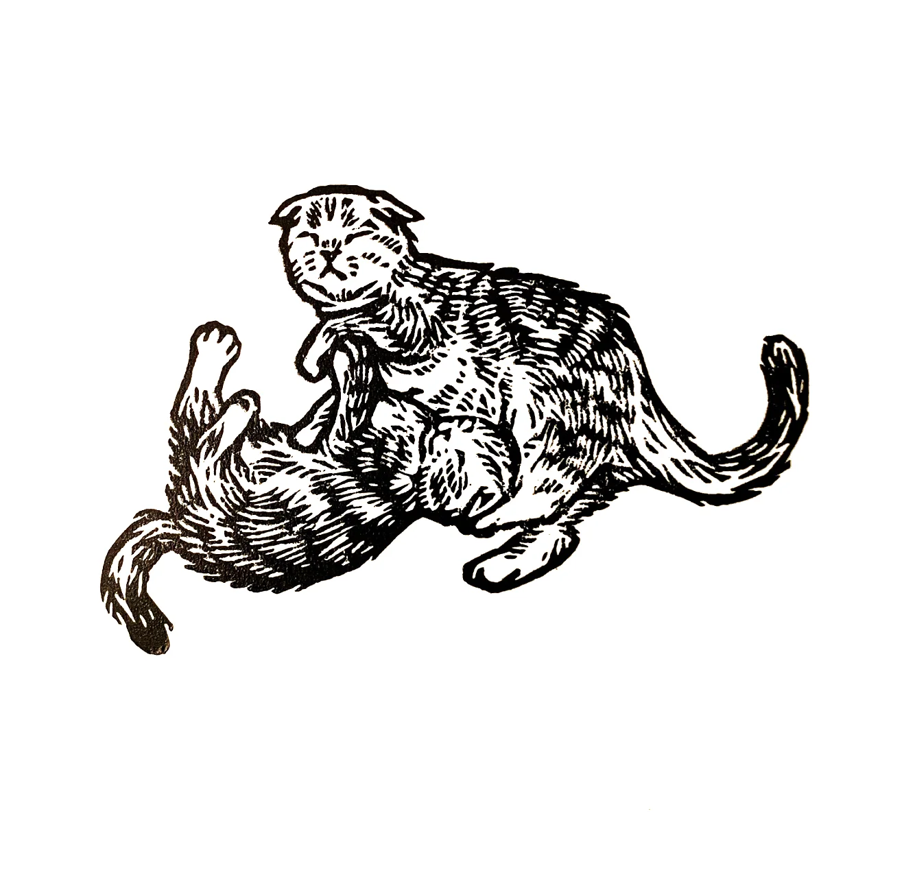 Kittens . Linocut. 2019. 3x4”