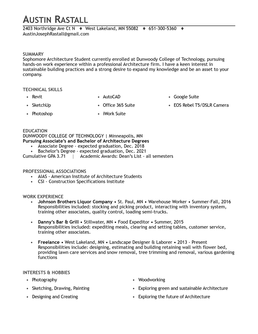 resume austin rastall food expeditor resume
