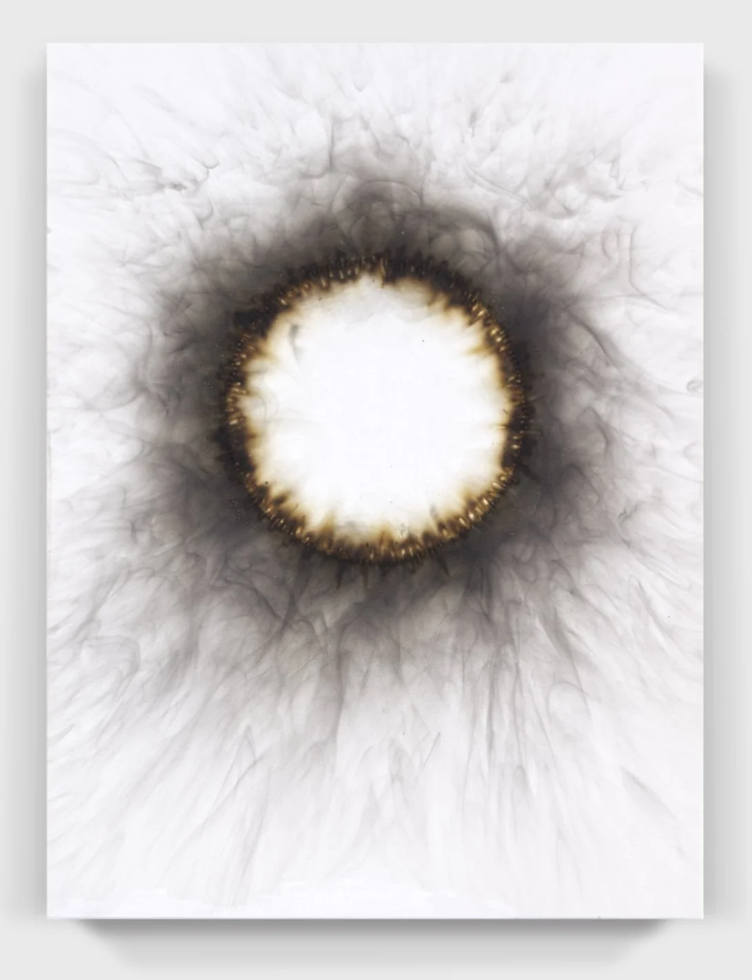  Burnt#133, 2026  
Kerosene soot, burnt match heads on a painted wooden panel.  (18 x 24 x 1.75 in.)   