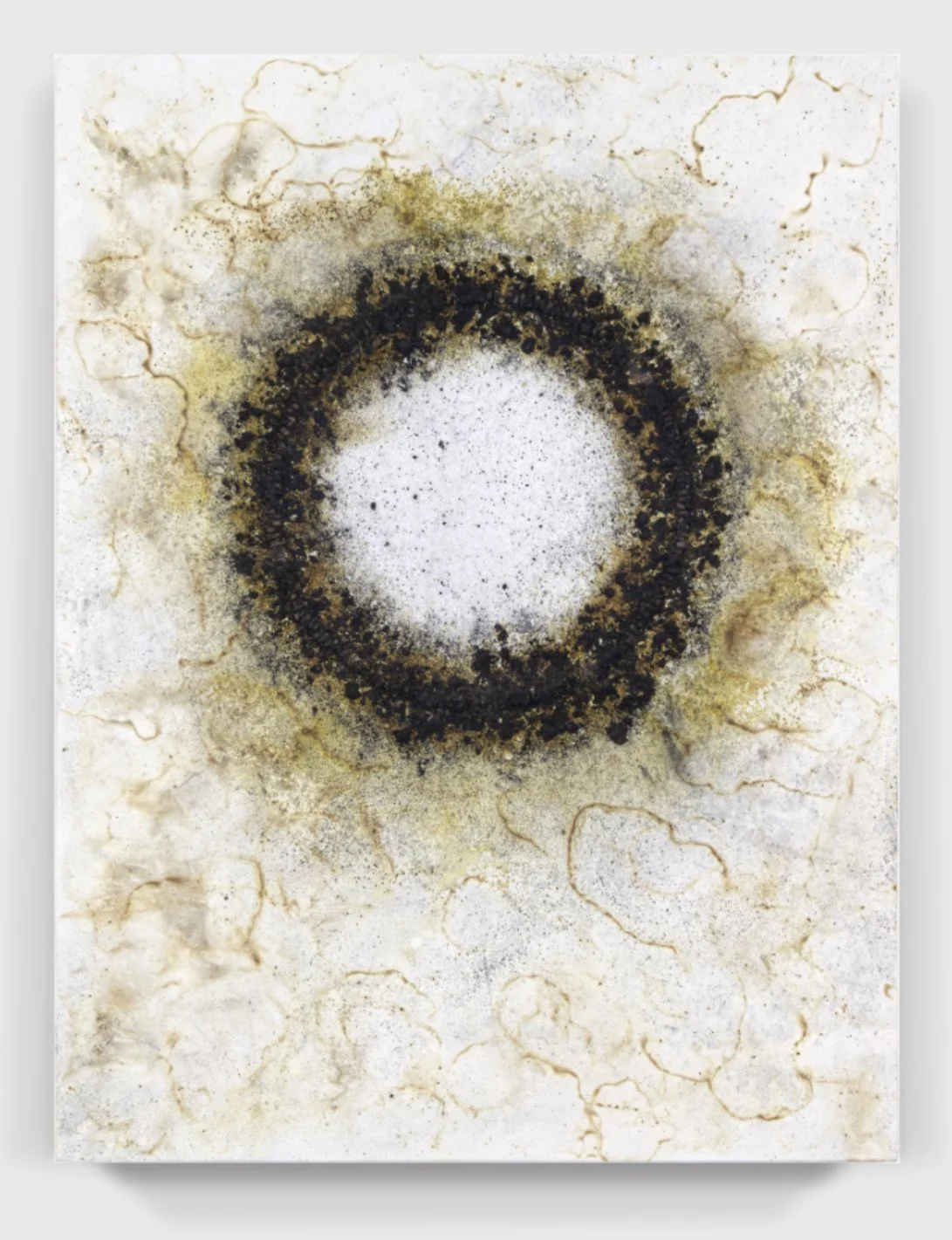  Burnt#131, 2025  
Gunpowder, burnt solvent & match heads on a painted wooden panel.  (18 x 24 x 1.75 in.)   