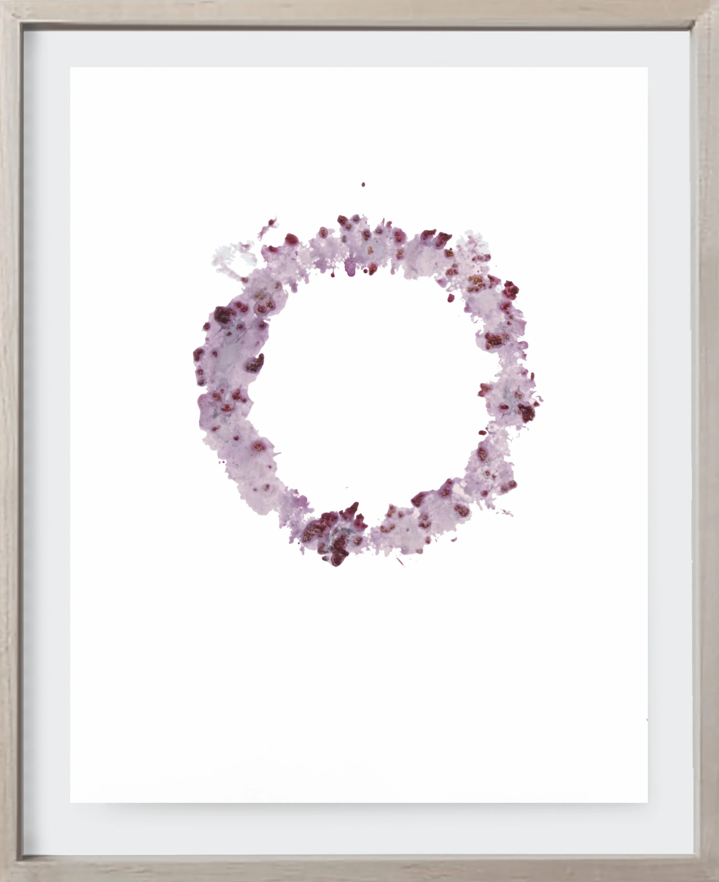  Raspberry#174, 2025  
Crushed raspberry on archival paper. (19 x 24 )   Unframed    