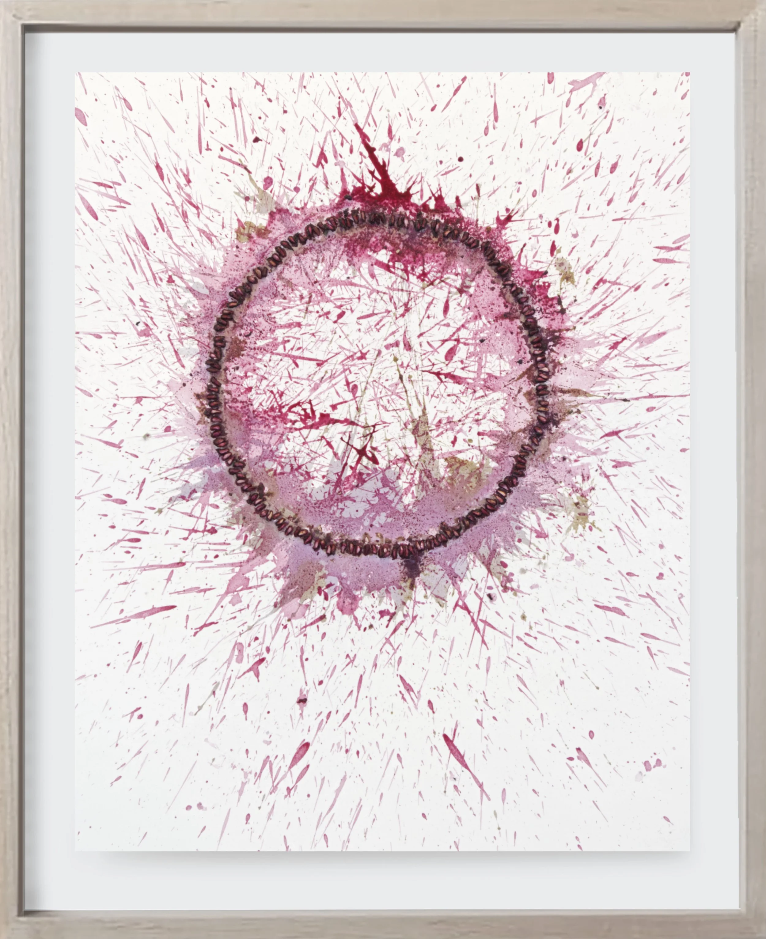  Pomegranate#178, 2025  Crushed pomegranate on archival paper. (19 x 24 )   Unframed    