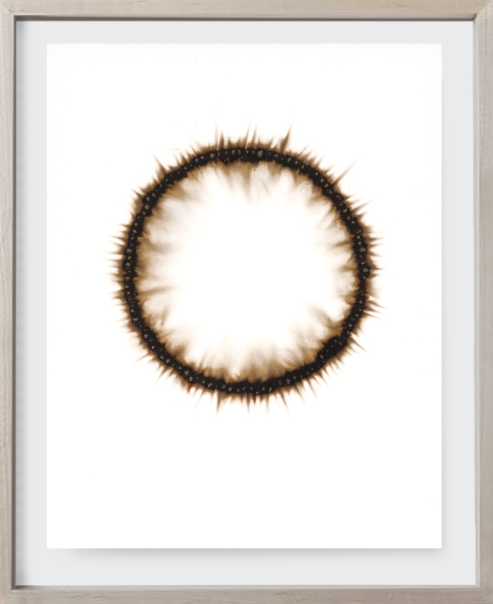  Burnt Mini#30, 2024   
Burnt match heads on archival paper.  (8.5 x 11 in.)    Unframed  
