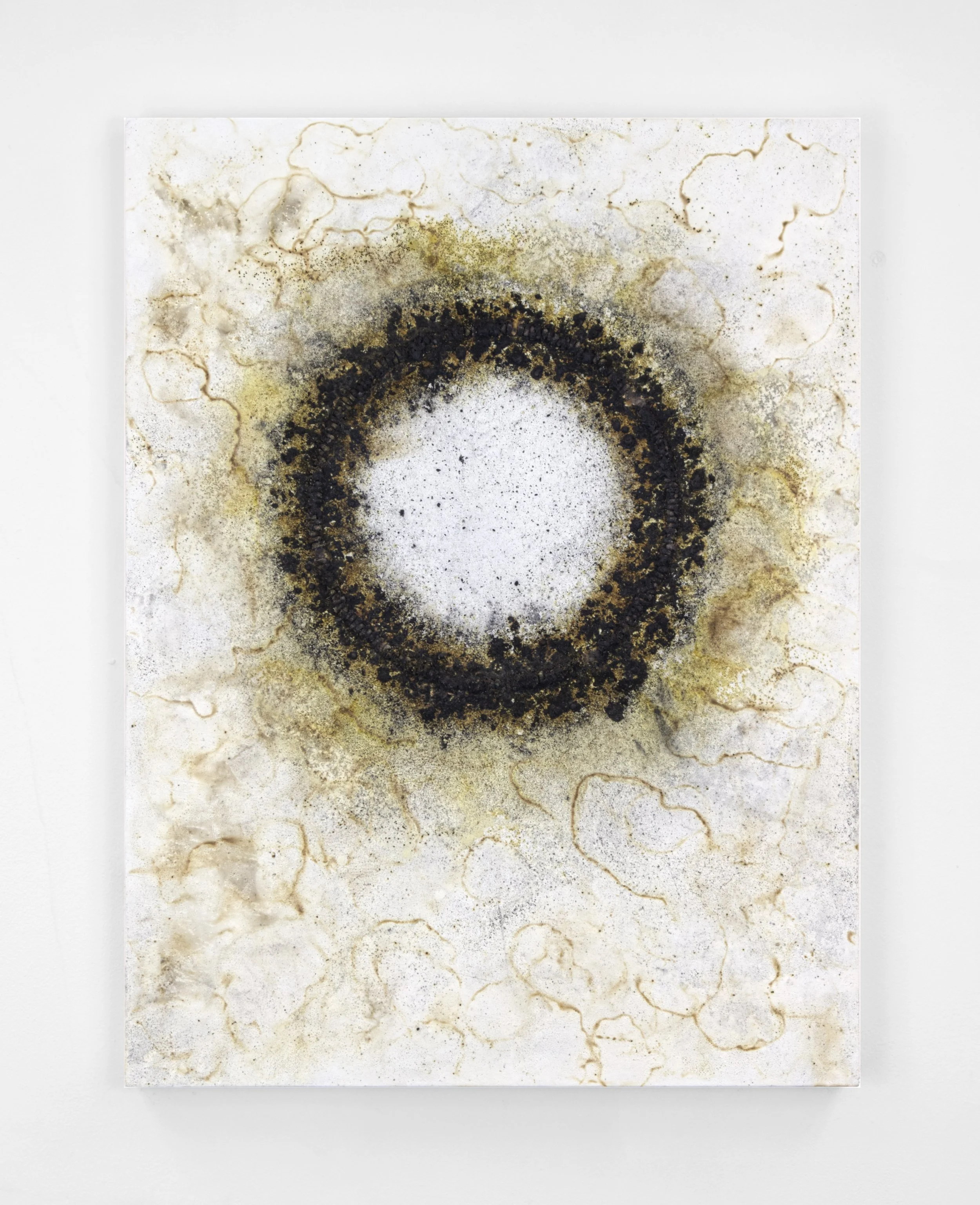 Burnt#131, 2025

 

 Burnt gunpowder, match heads, sulfur, and acrylic enamel on a wooden panel.   (18 x 24 x 1.75 in)   