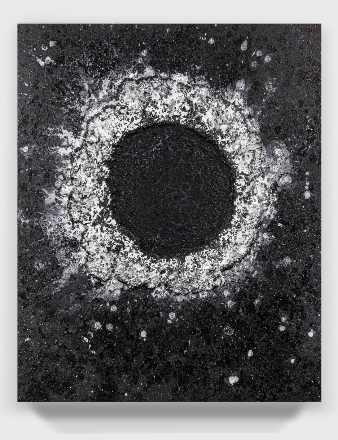   Painting#47, 2022  
Oil paint, acrylic enamel, (PVA) resin, and sawdust on a wooden panel.  (28 x 32 x 1.75 in.)  