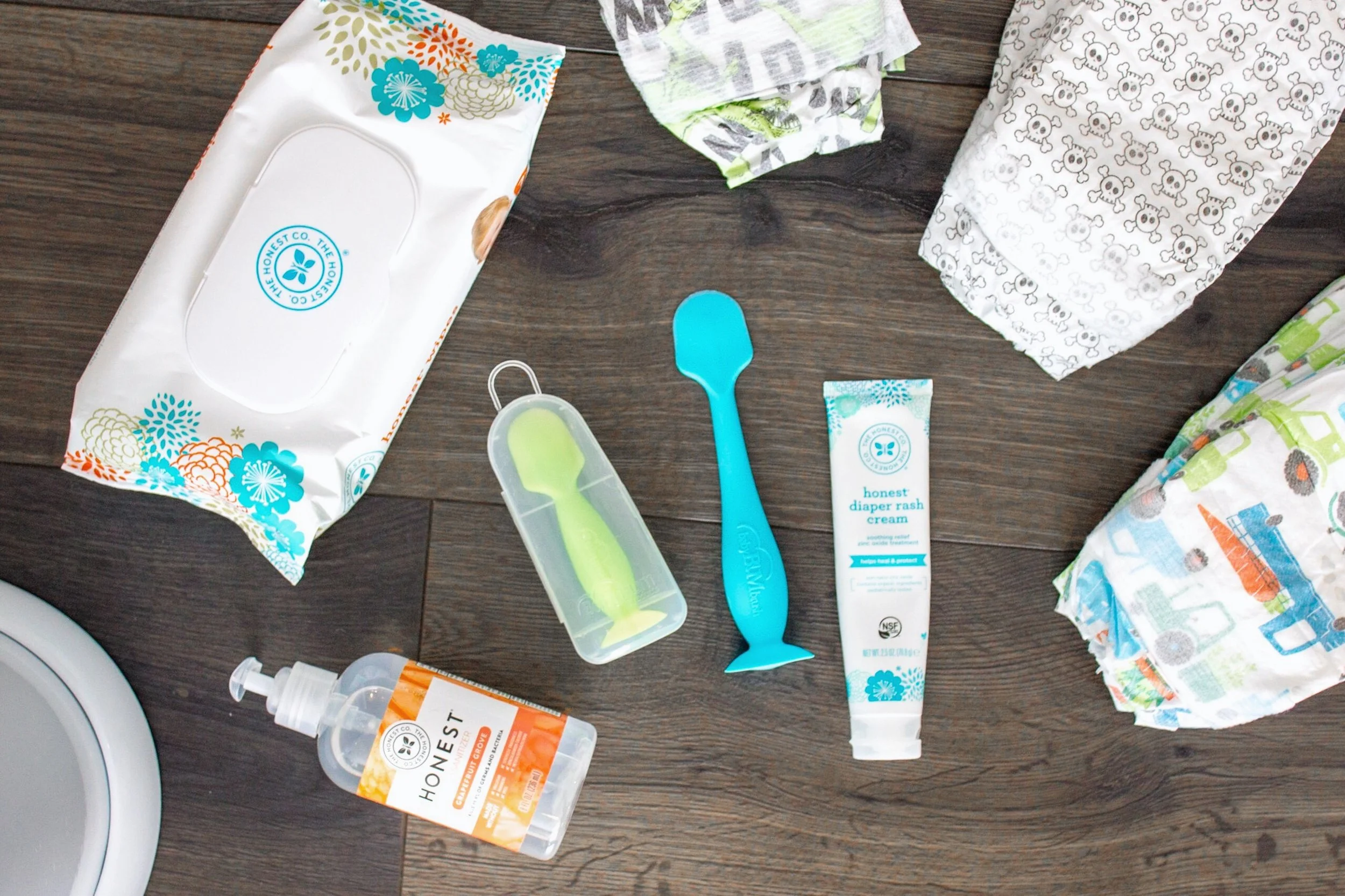 Ubbi Diaper Pail // BabyBum Diaper Cream Brush // Honest Wipes