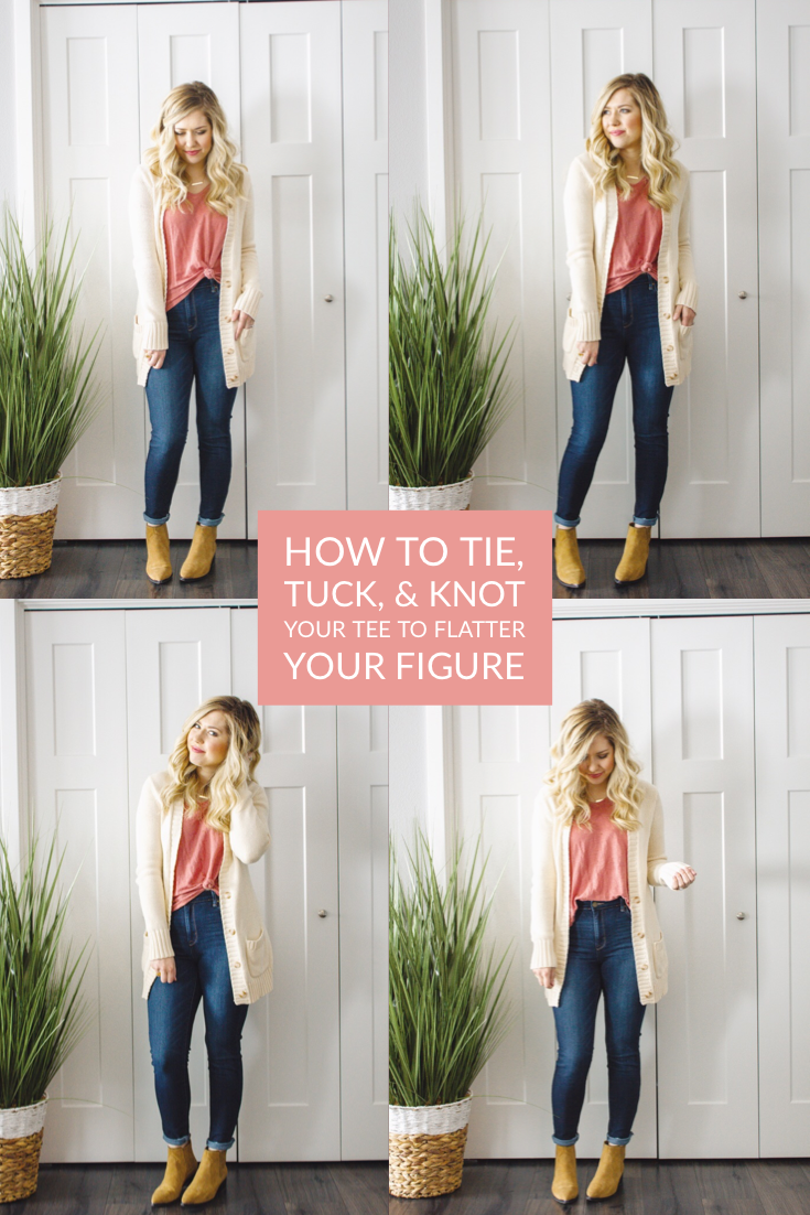 How To Tie Tuck Knot Your Tee Shirt To Flatter Your Figure Adrianna Bohrer