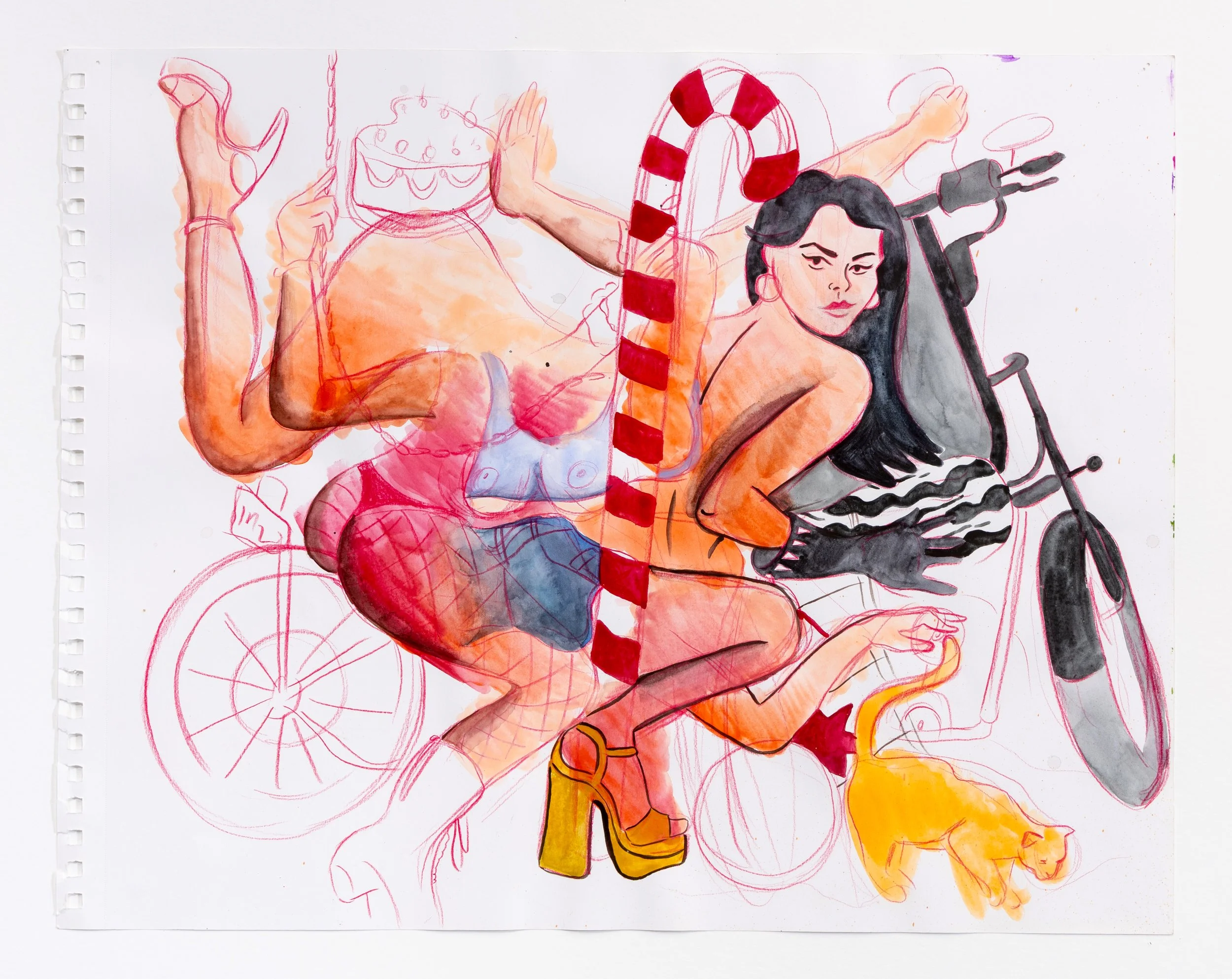 Watercolor and colored pencil on paper, 18×24 inches, 2025. 