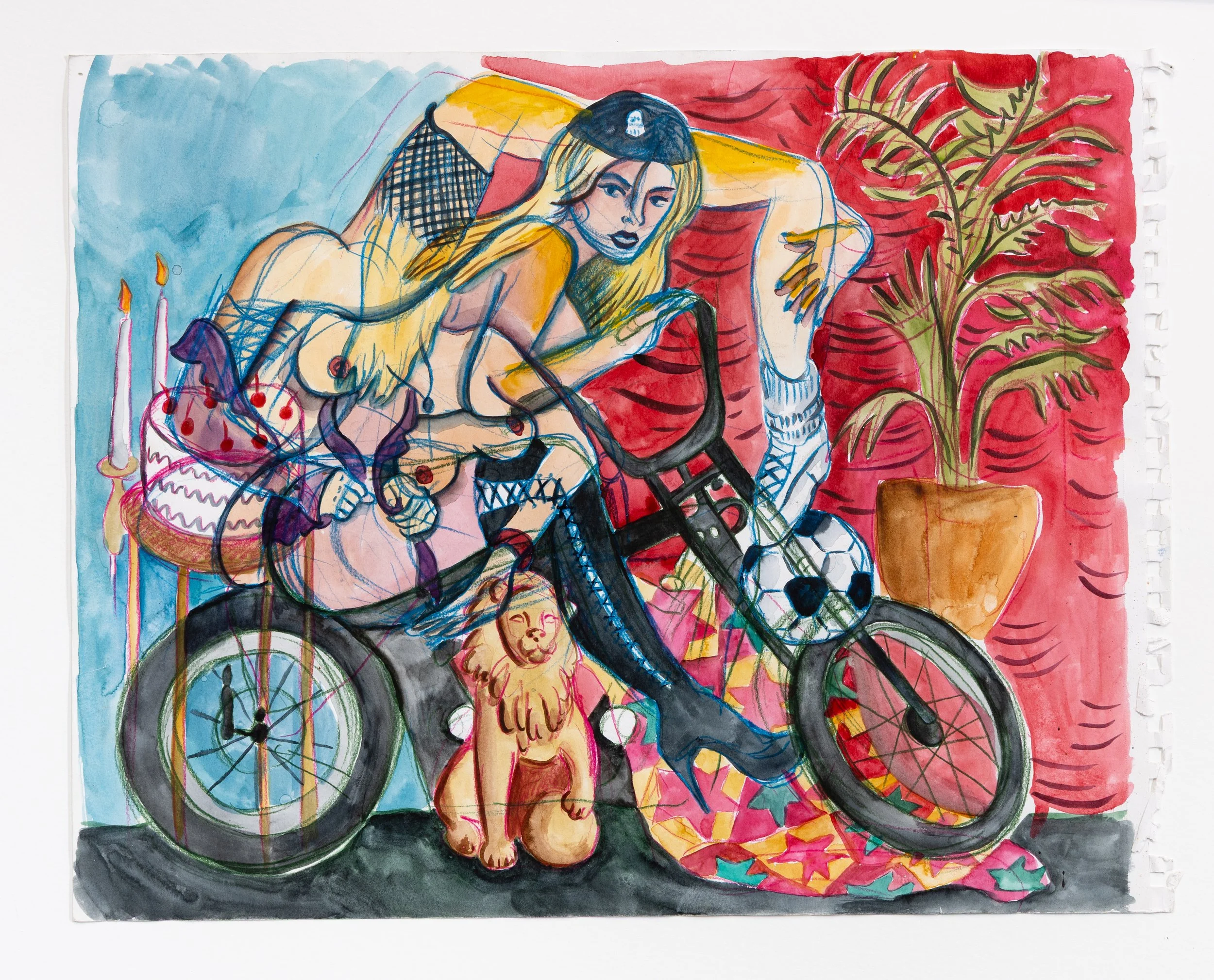  Watercolor and colored pencil on paper, 18×24 inches, 2025. 