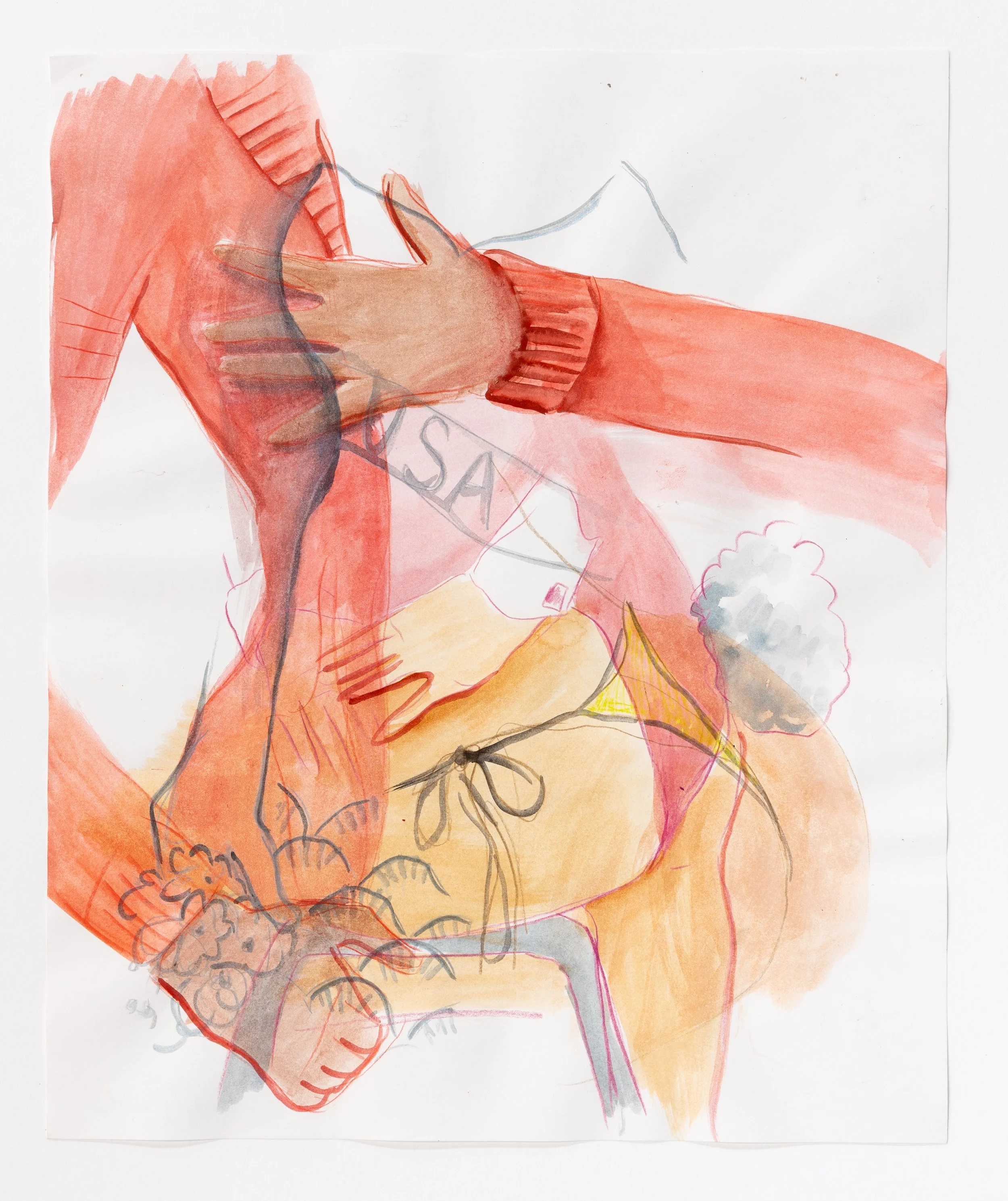  Watercolor and colored pencil on paper, 24×18, 2023. 