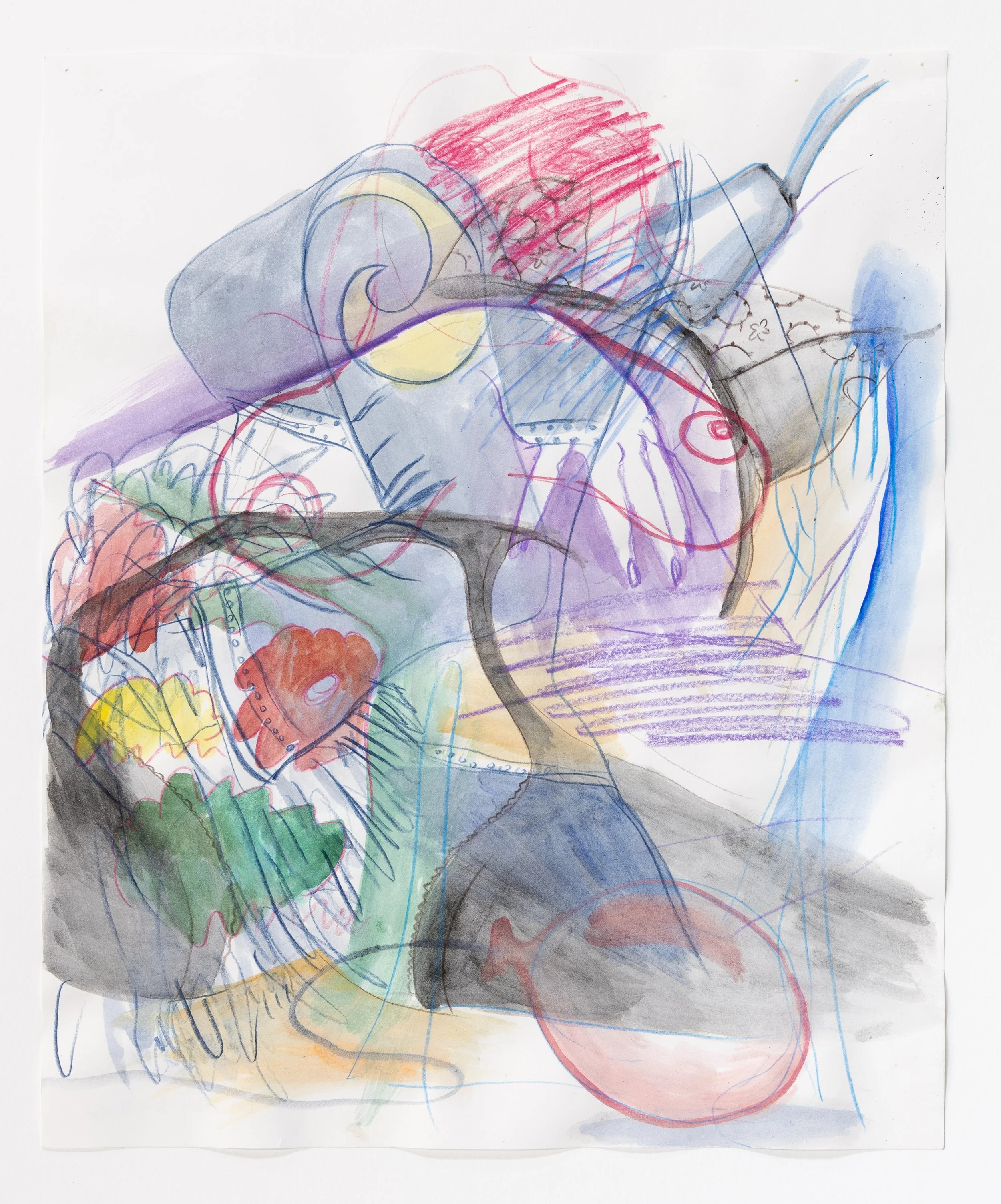  Watercolor and colored pencil on paper, 24×18, 2023. 