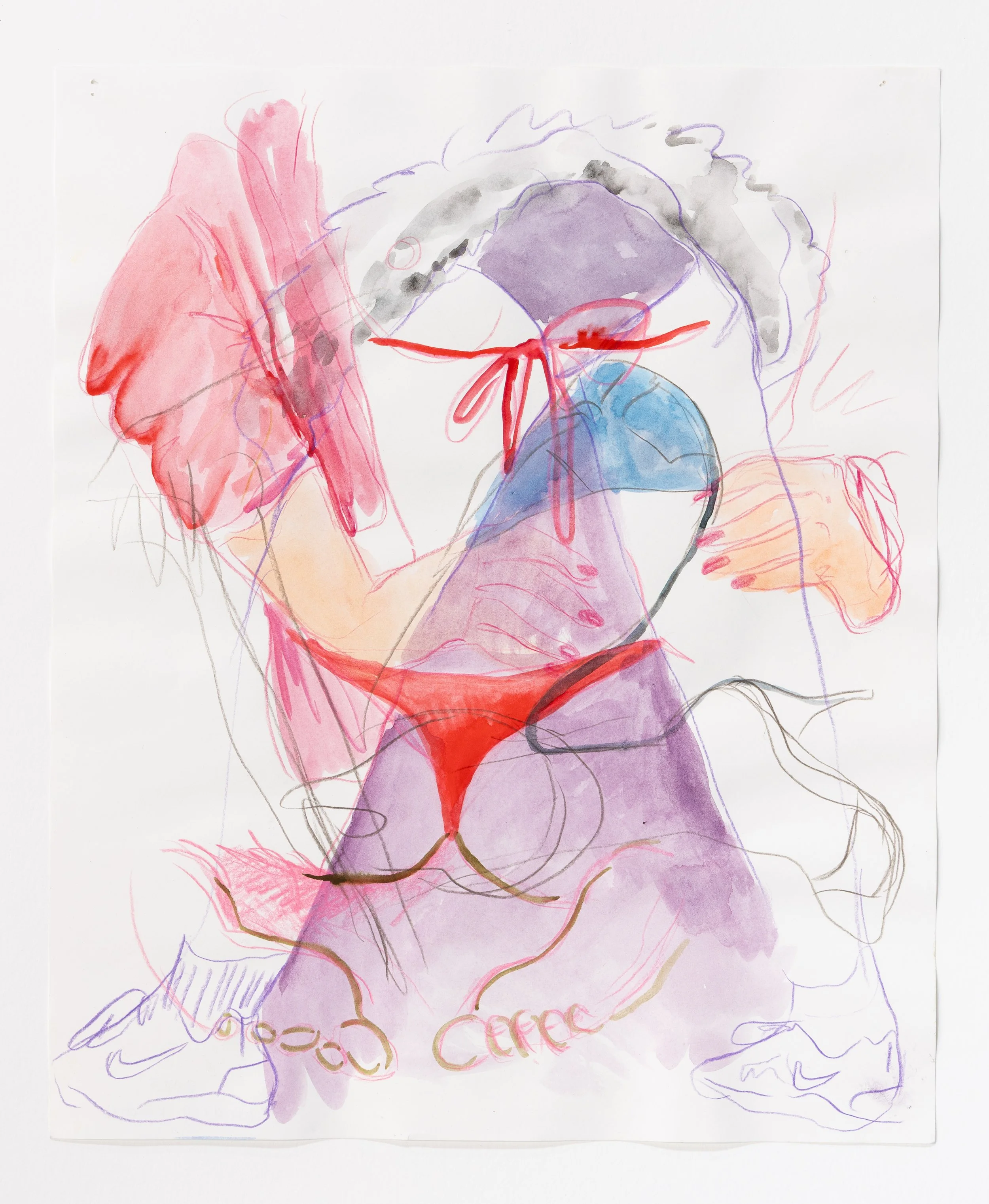  Watercolor and colored pencil on paper, 24×18, 2023. 