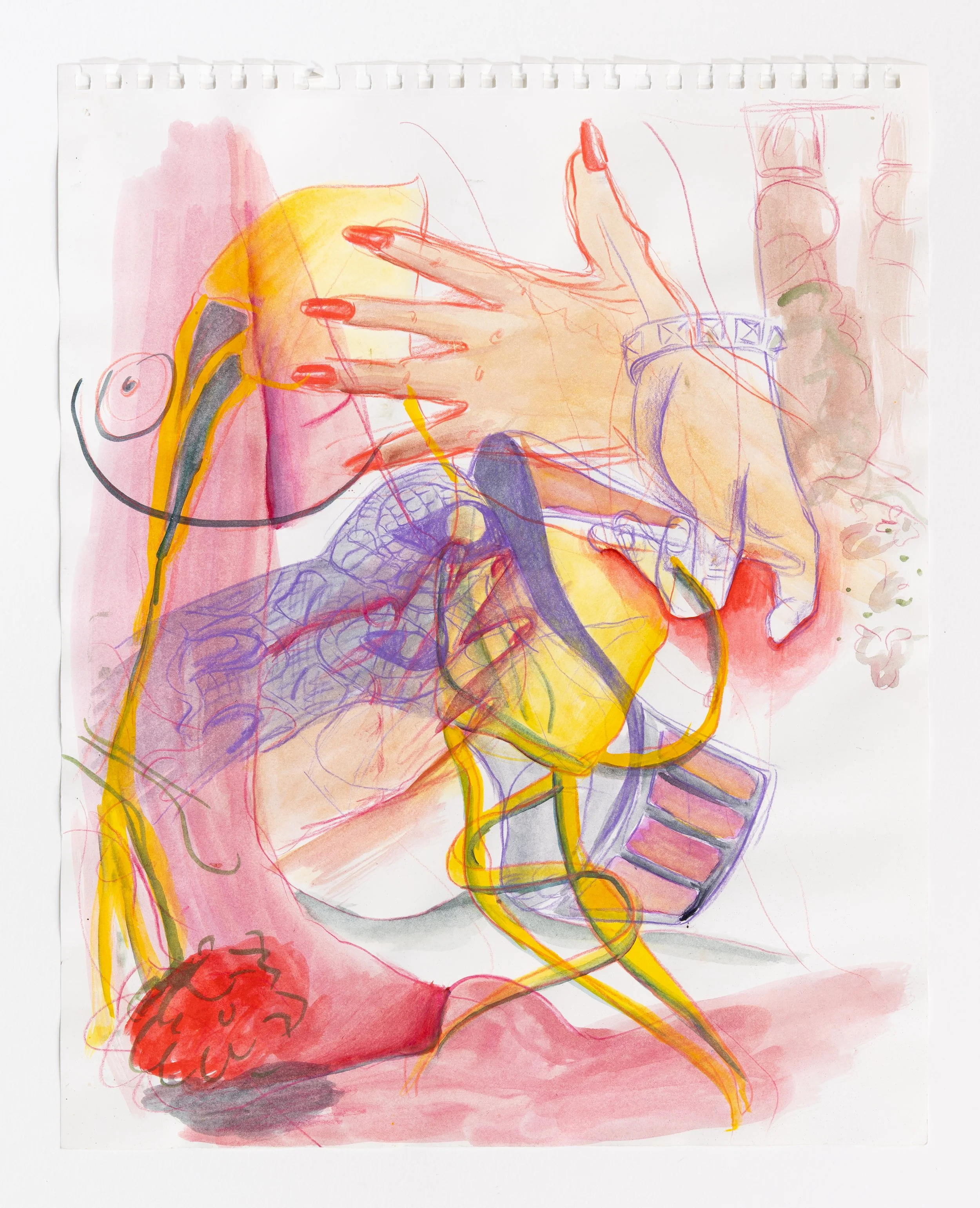  Watercolor and colored pencil on paper, 24×18, 2023. 