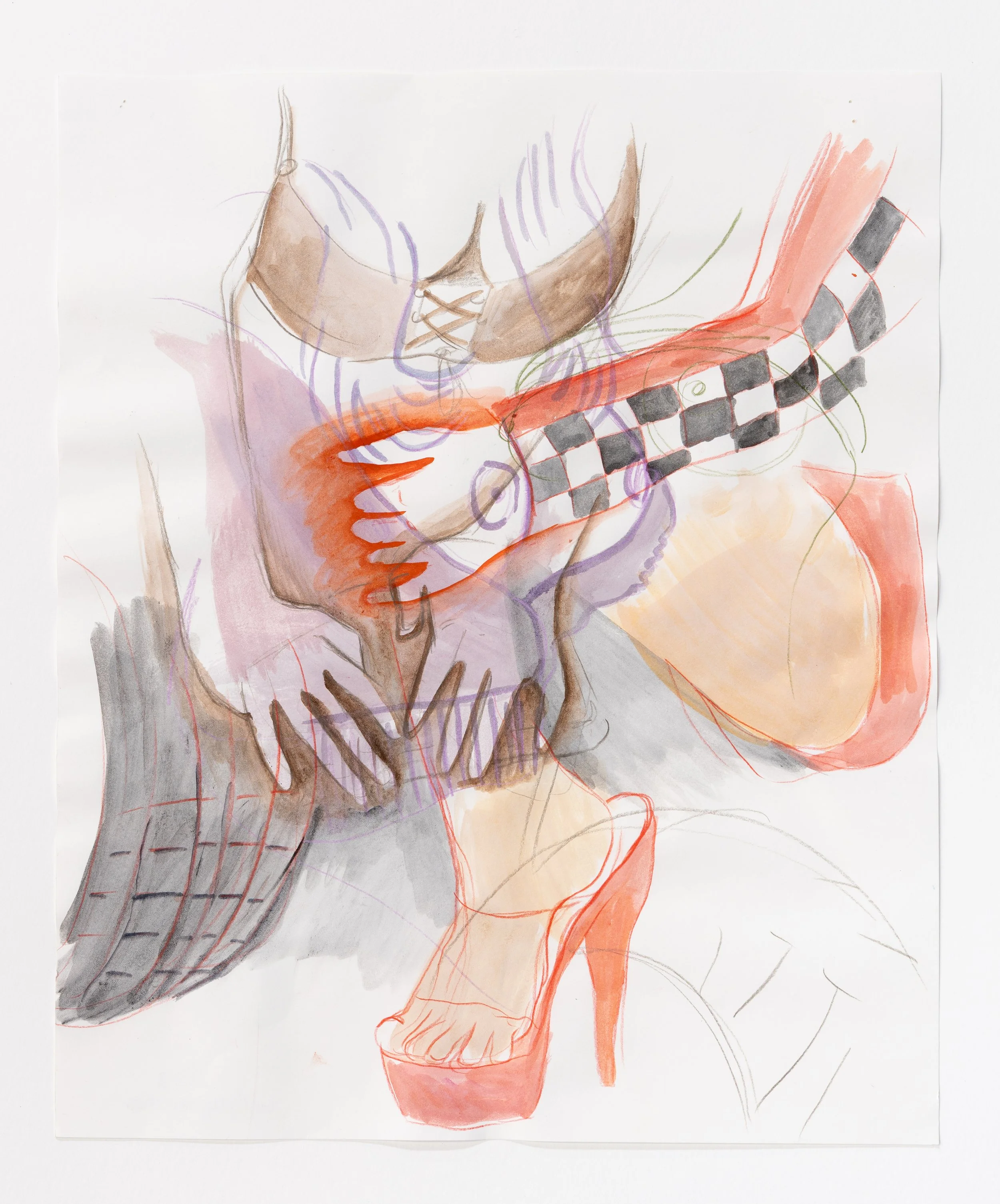  Watercolor and colored pencil on paper, 24×18, 2023. 