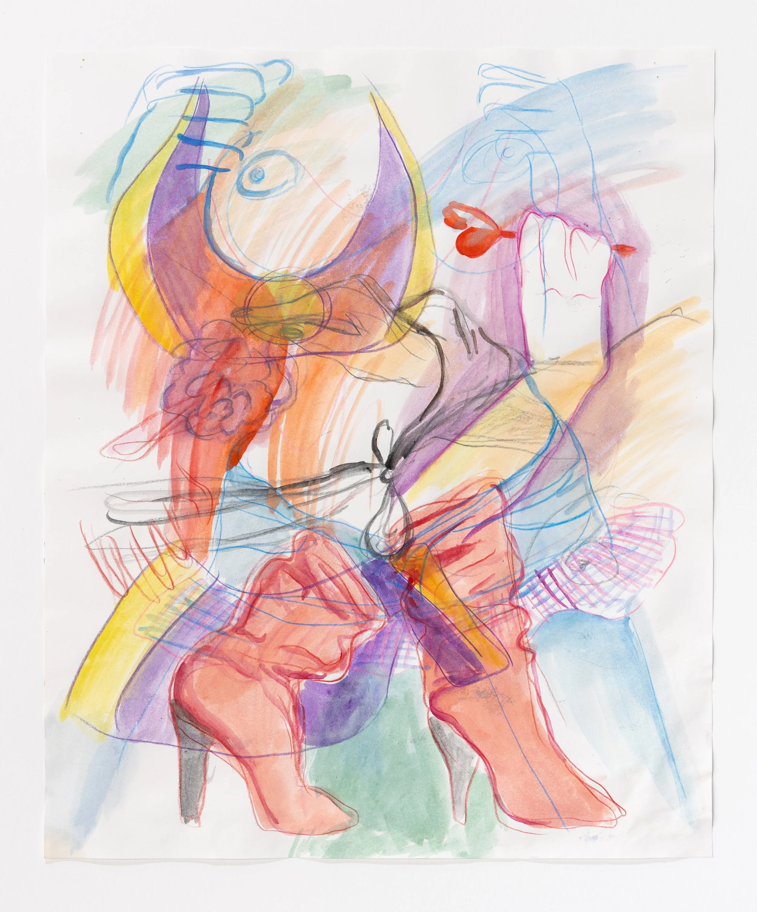  Watercolor and colored pencil on paper, 24×18, 2023. 