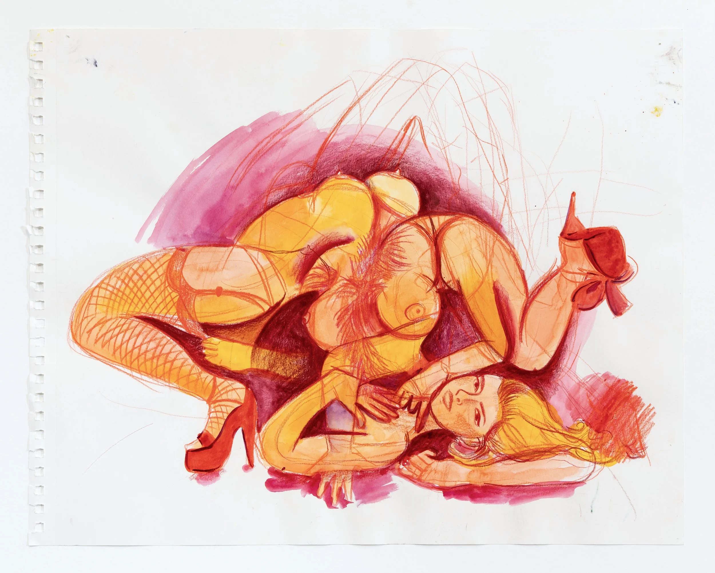  Watercolor and colored pencil on paper, 18×24 inches, 2025. 