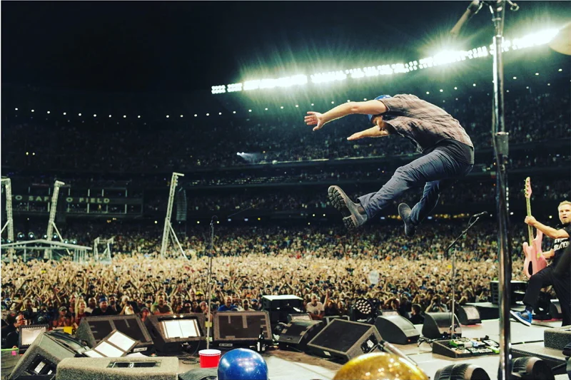 Pearl Jam’s Eddie Vedder and Mike McCready tear it up at Safeco field, August 2018. (Photo Credit: Pearl Jam Homeshow’s Initiative)