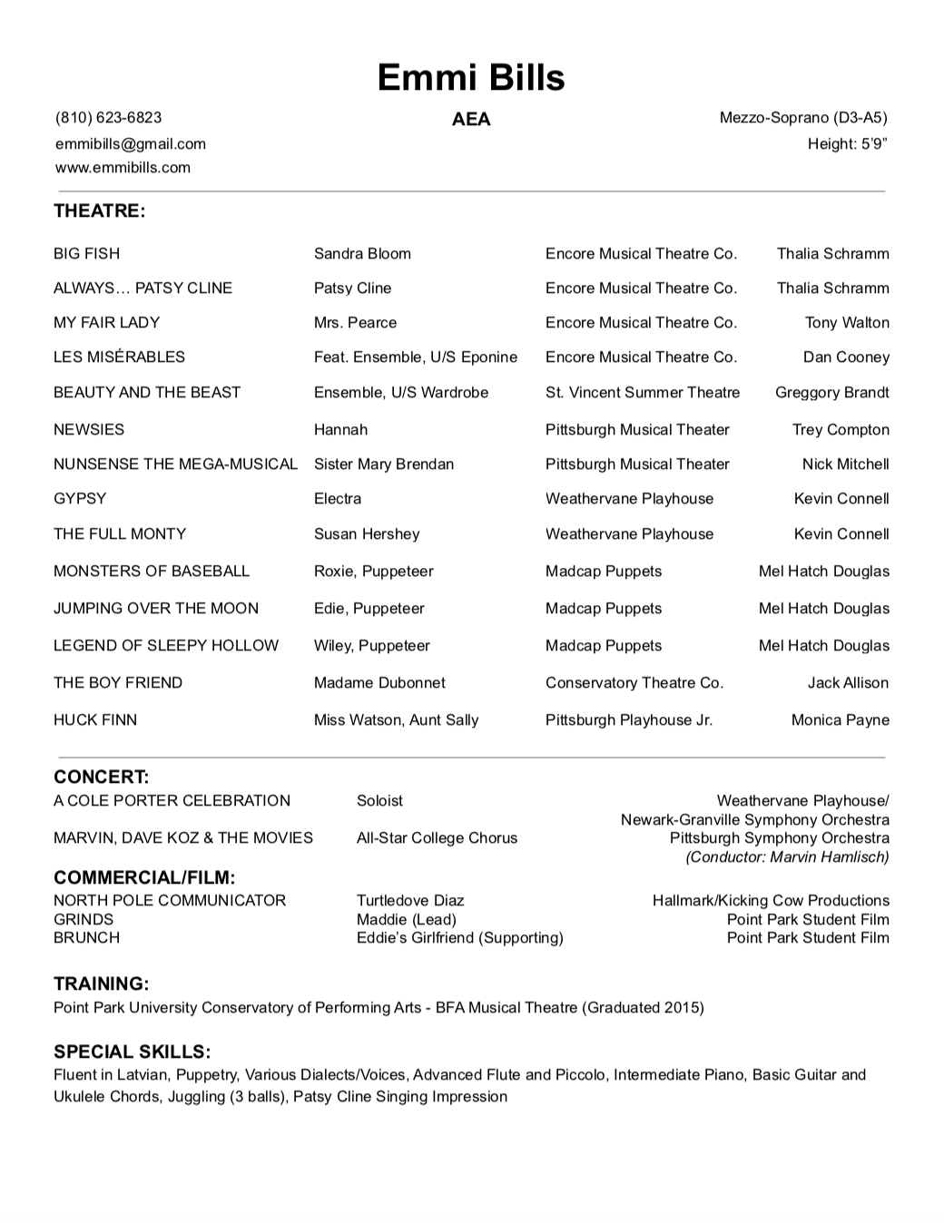 Stage Resume