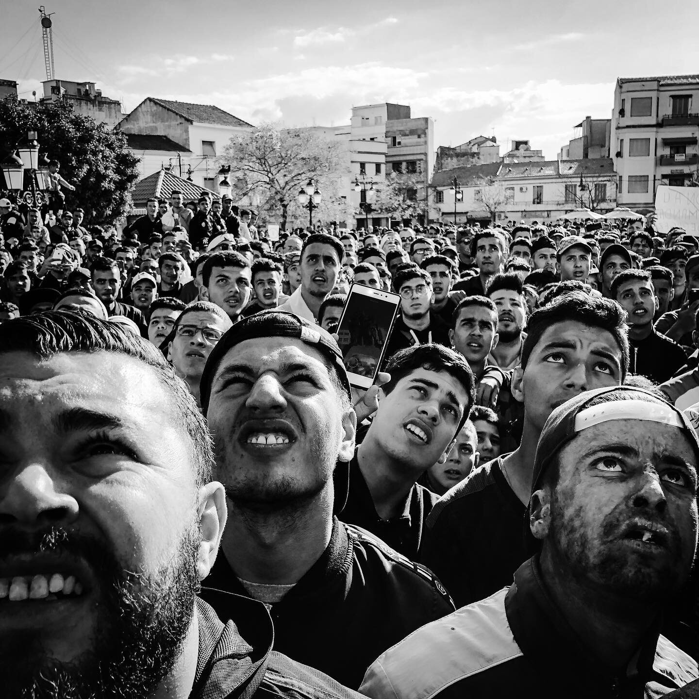 Where protesters once chanted slogans in opposition to the government of former Algerian President Abdelaziz Bouteflika, workers disinfect the Emir Abdelkader Square in Mascara, Algeria. First photo: March 8, 2019&nbsp;| Second photo: July 24, 2020. 