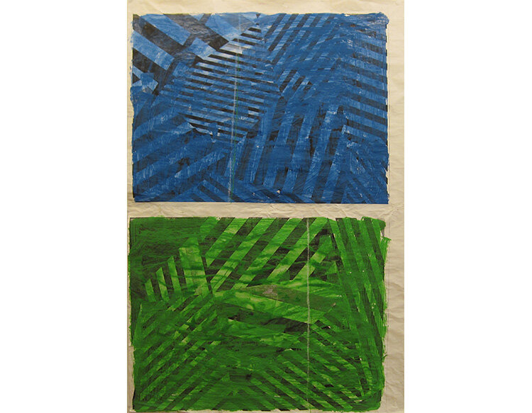  Gerald Jackson Blue Green INP-14, 2014 Acrylic on paper. 70 x 37 3/4 in 