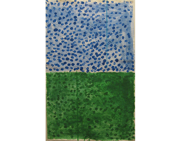  Gerald Jackson Blue Green INP-2, ca.2014 Acrylic on paper. 58 1/2 x 37 in 