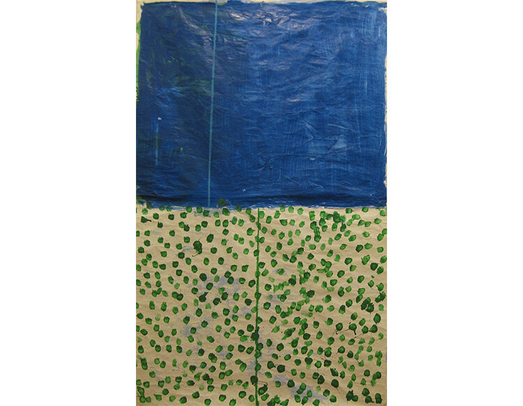  Gerald Jackson Blue Green INP-4, ca.2014 Acrylic on paper. 58 1/2 x 37 in 