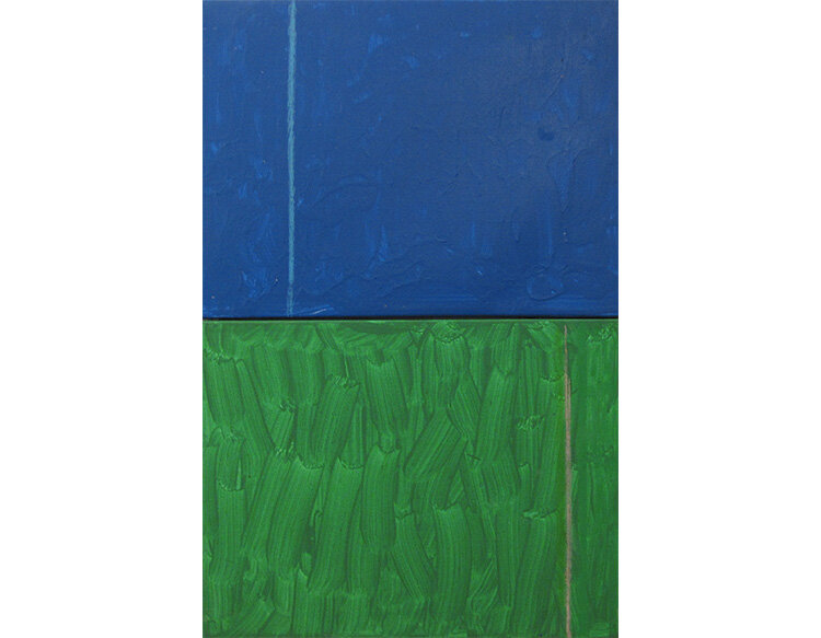  Gerald Jackson Blue Green IND-66 (Diptych),&nbsp; 2018 Acrylic on canvas. 24 x 16 in 