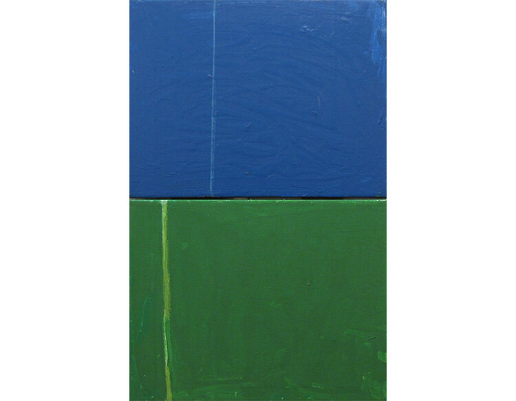  Gerald Jackson Blue Green IND-55 (Diptych), 2018 Acrylic on canvas. 18 x 28 in 