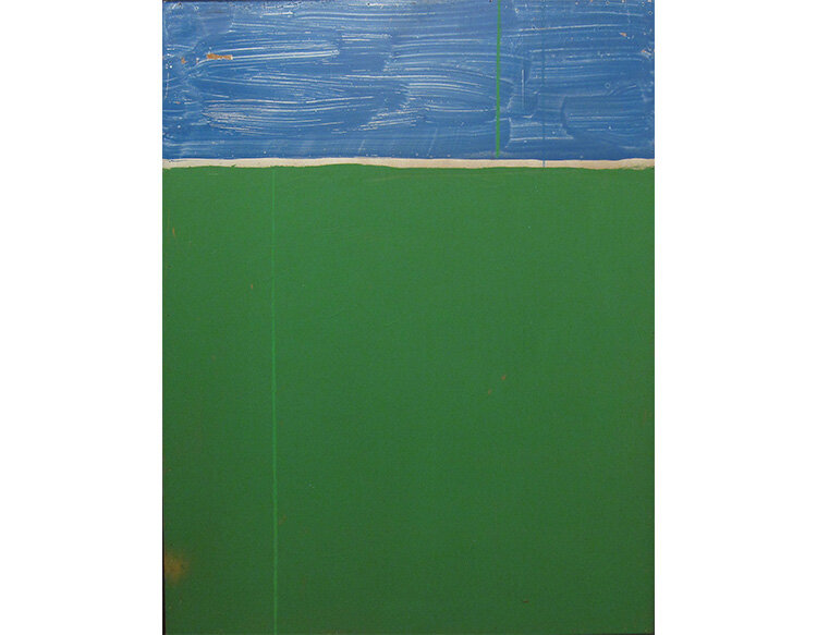  Gerald Jackson Blue Green INH-51, ca.2019 Acrylic on board. 34 x 26 1/2 in 