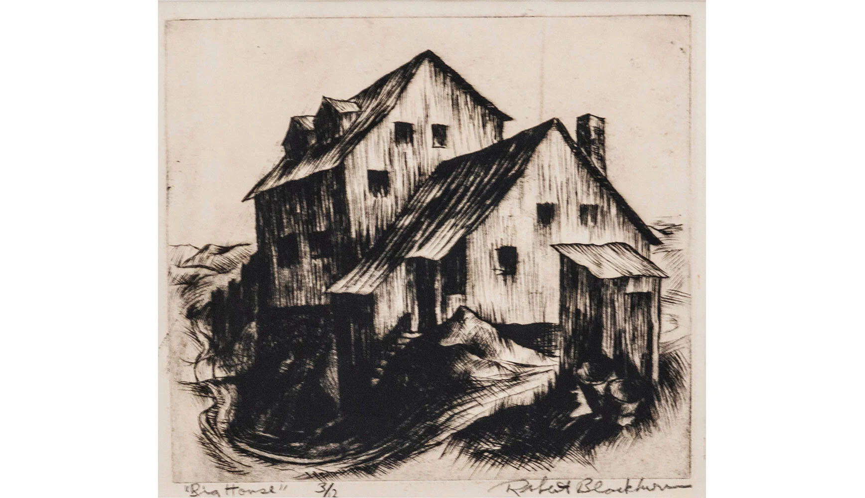 Robert Blackburn Big House, 1937 Etching 3/12. 7 3/8 x 8 1/2 in 