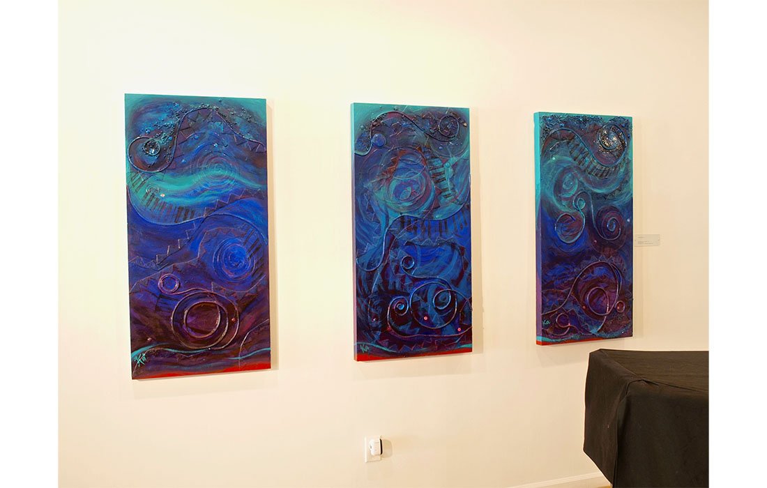 Charlotte Ka. Daydreams in Blue. Triptych Billy Strayhorn Series. Mix Media. 2017 45 x 72 inches 