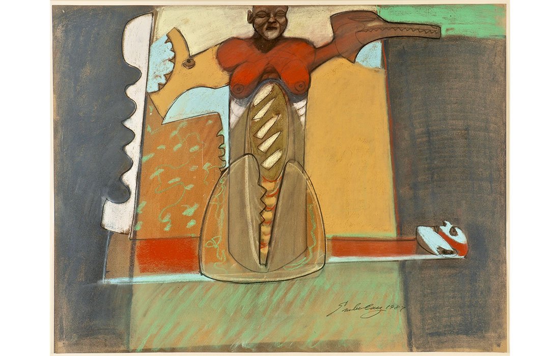 Emilio Cruz Striated Voodoo, 1987 Pastel on paper 19.5 x 25.25 inches | Frame: 25 1/8 x 30 7/8 inches 