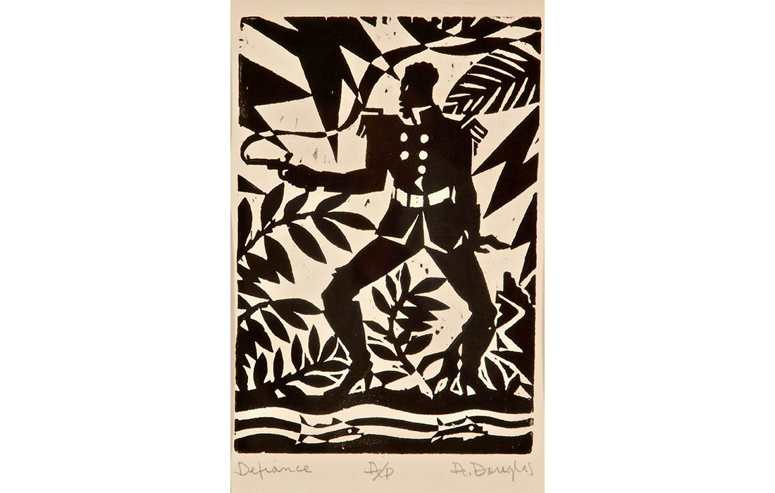  Aaron Douglas Emperor Jones: Defiance, 1972 Woodcut (A / P) 7 7/8 x 5 3/8 inches 