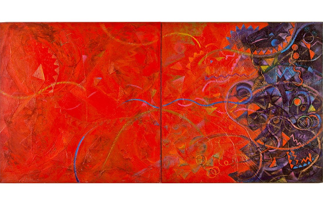  Charlotte Ka Drumbeat 1 and Drumbeat 2, 1998 Mixed Media on canvas (Diptych) 48 x 96 inches | 48 x 48 inches each 