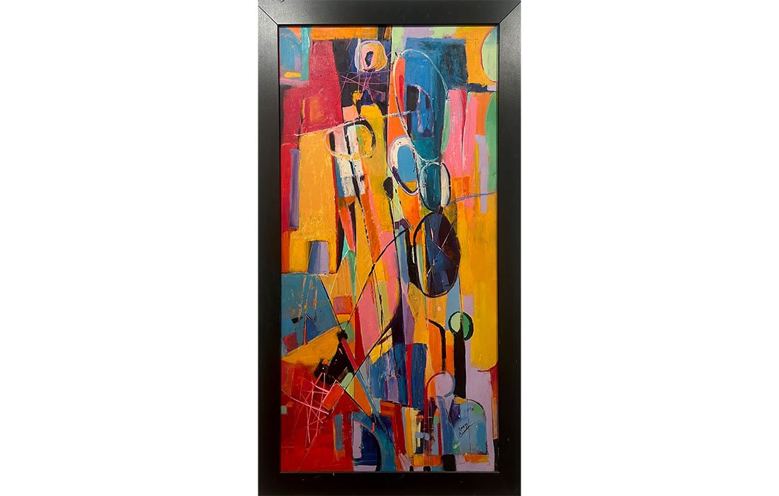  Descending, Ascending, Falling, ca 1990's Acrylic on wood. 53 x 28 7/8 inches 