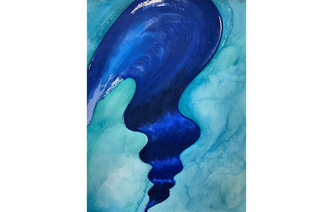  Blue Wave, 2020 Gouache on paper mounted on canvas. 16 x 22 inches 