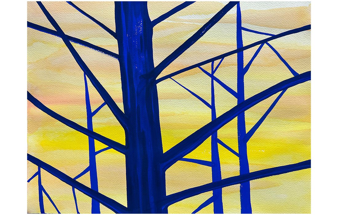  Bare Bones, 2022 Gouache on paper mounted on canvas 12 x 16 inches 