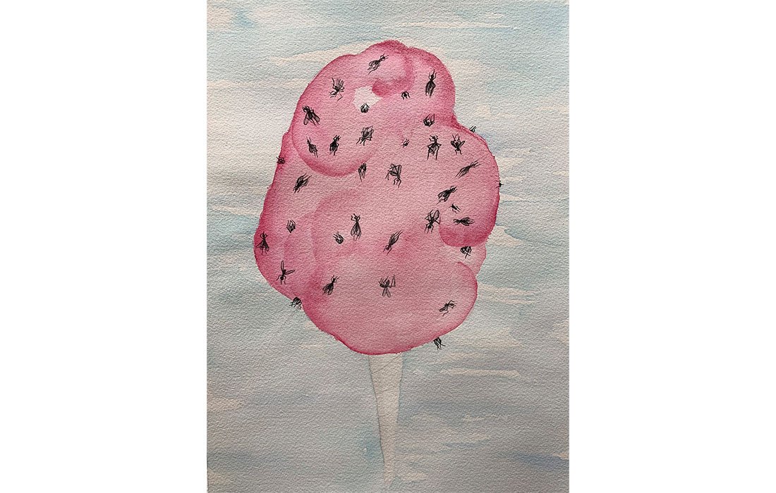  With Sprinkles, 2019 Watercolor on paper mounted on canvas 14 x 10 inches 