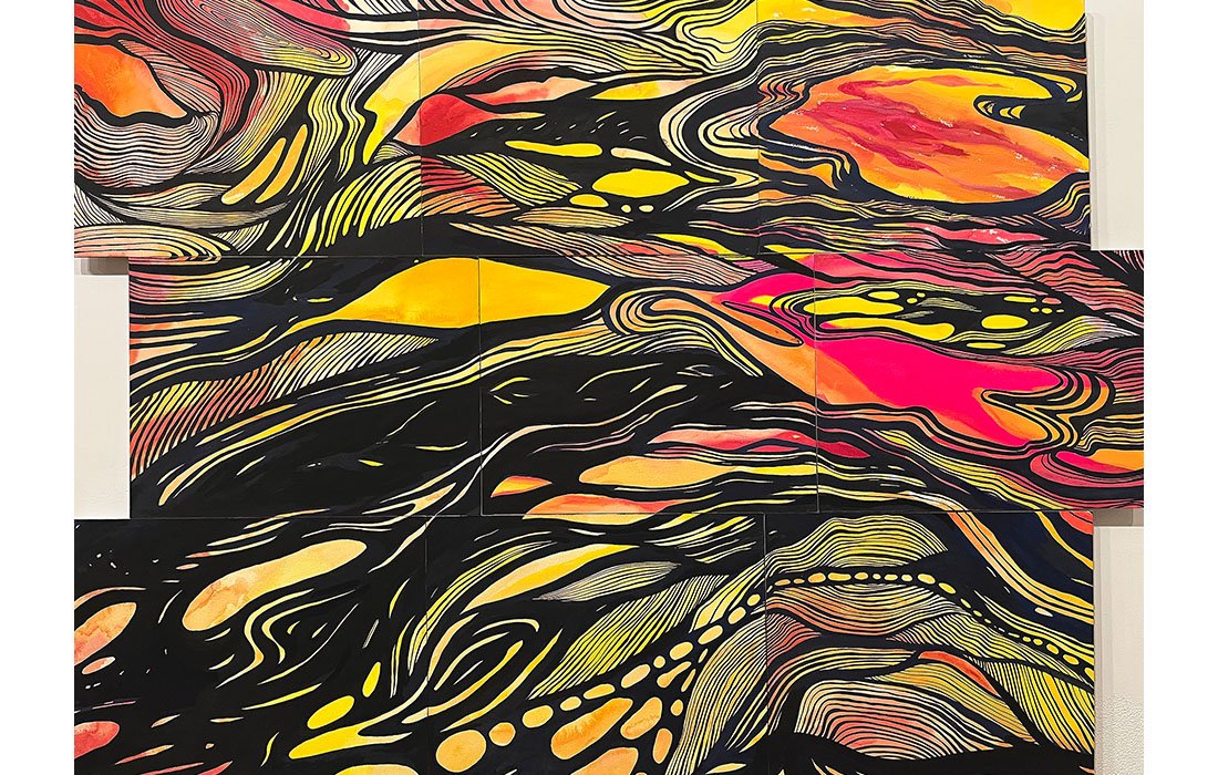 Flow, 2021 Gouache on paper mounted on di-bond 36 x 50 inches 
