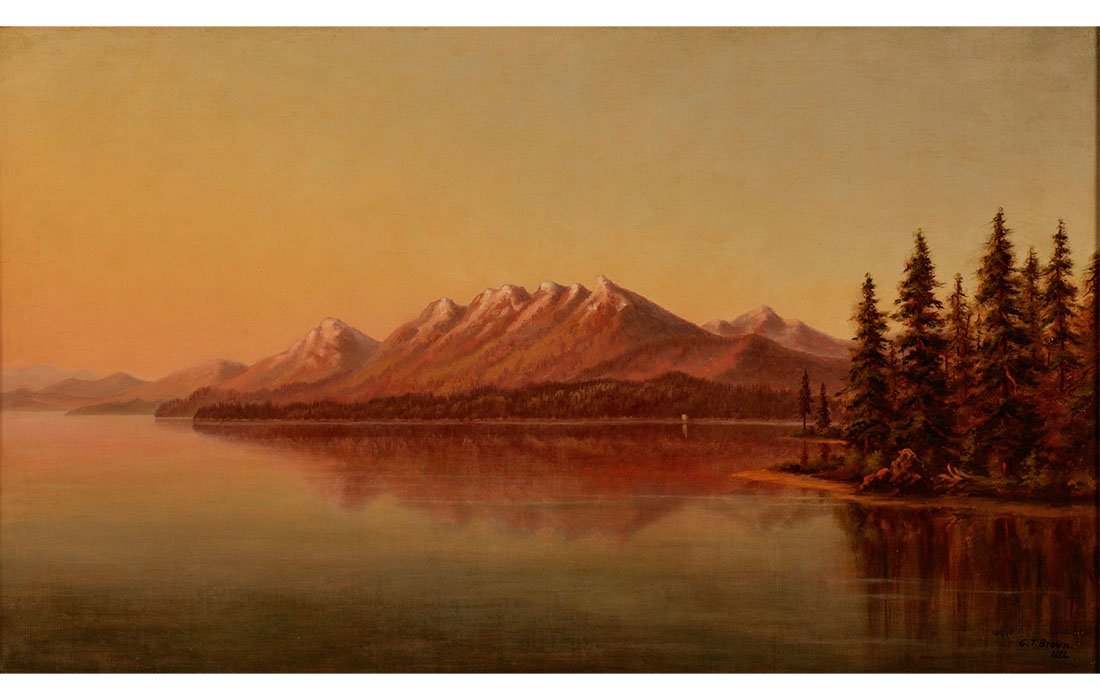  Grafton Tyler Brown Lake Tahoe from Lake Tahoe City, 1882 Oil on canvas 15 1/8" x 25 1/2" 