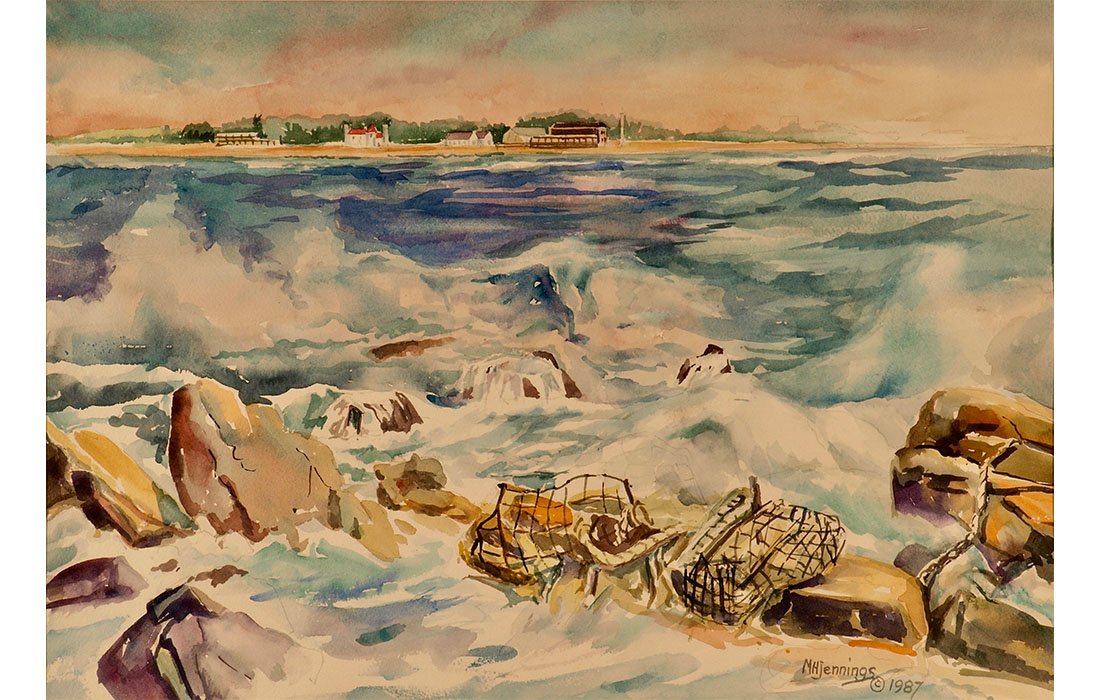  Mary Howard Jennings View from Flat Rock, Narragansett, 1987 Watercolor 13 1/4" x 19 1/4" 