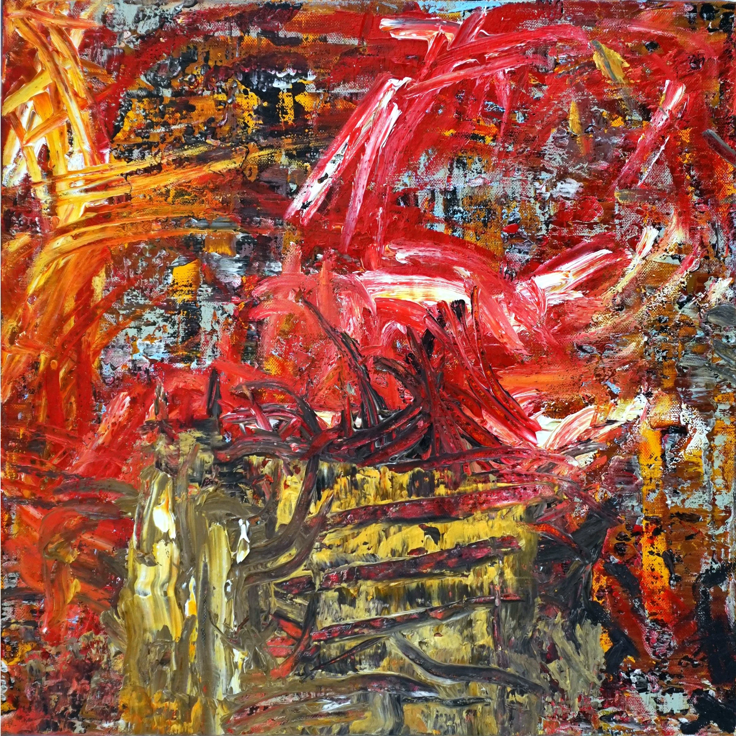 The Lore, 2022 - 2025 Oil and acrylic on canvas. 20” x 20”