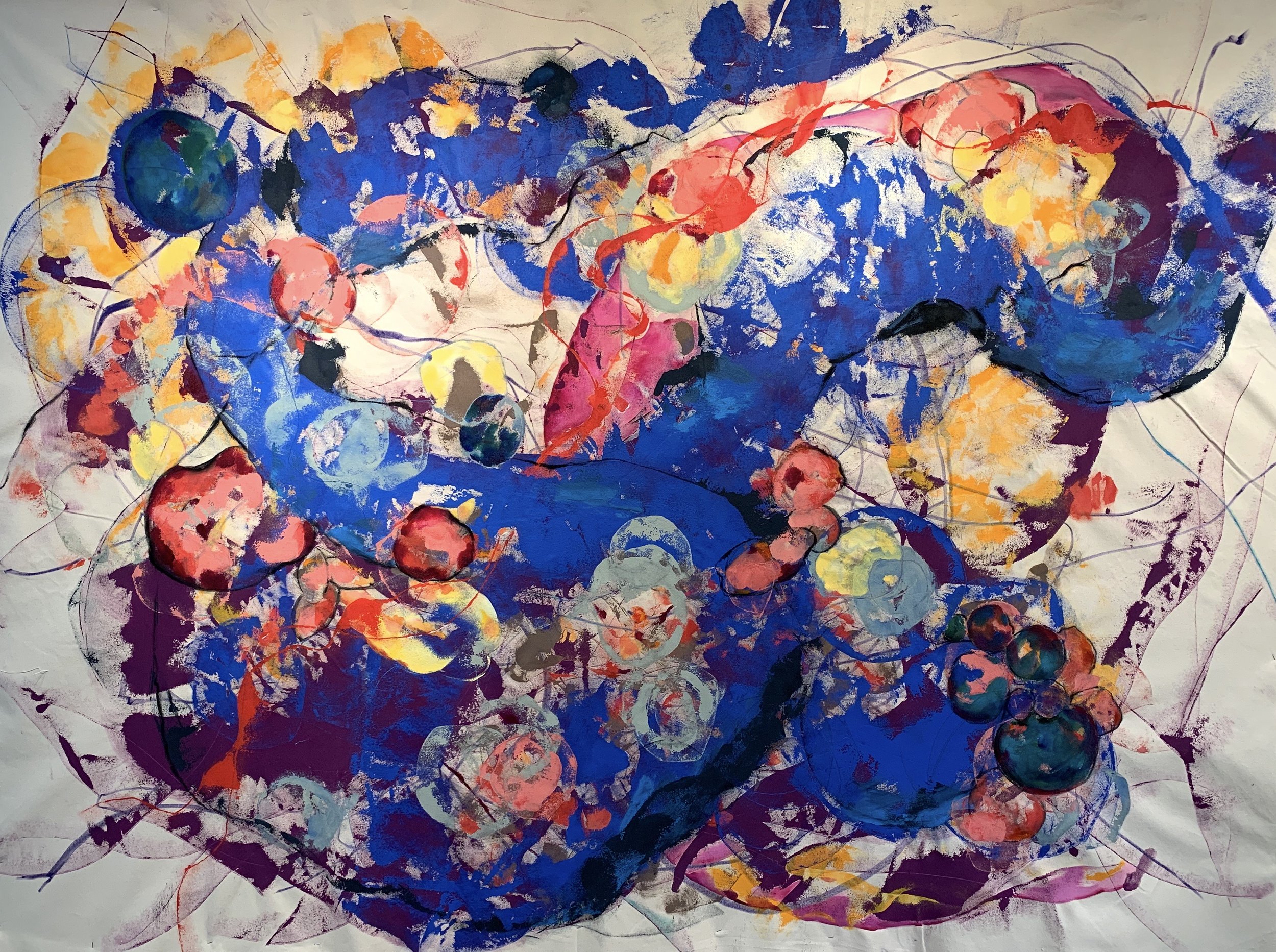 Coming Up from Under, 2025 Mixed Media on unprimed canvas. 72” x 96”