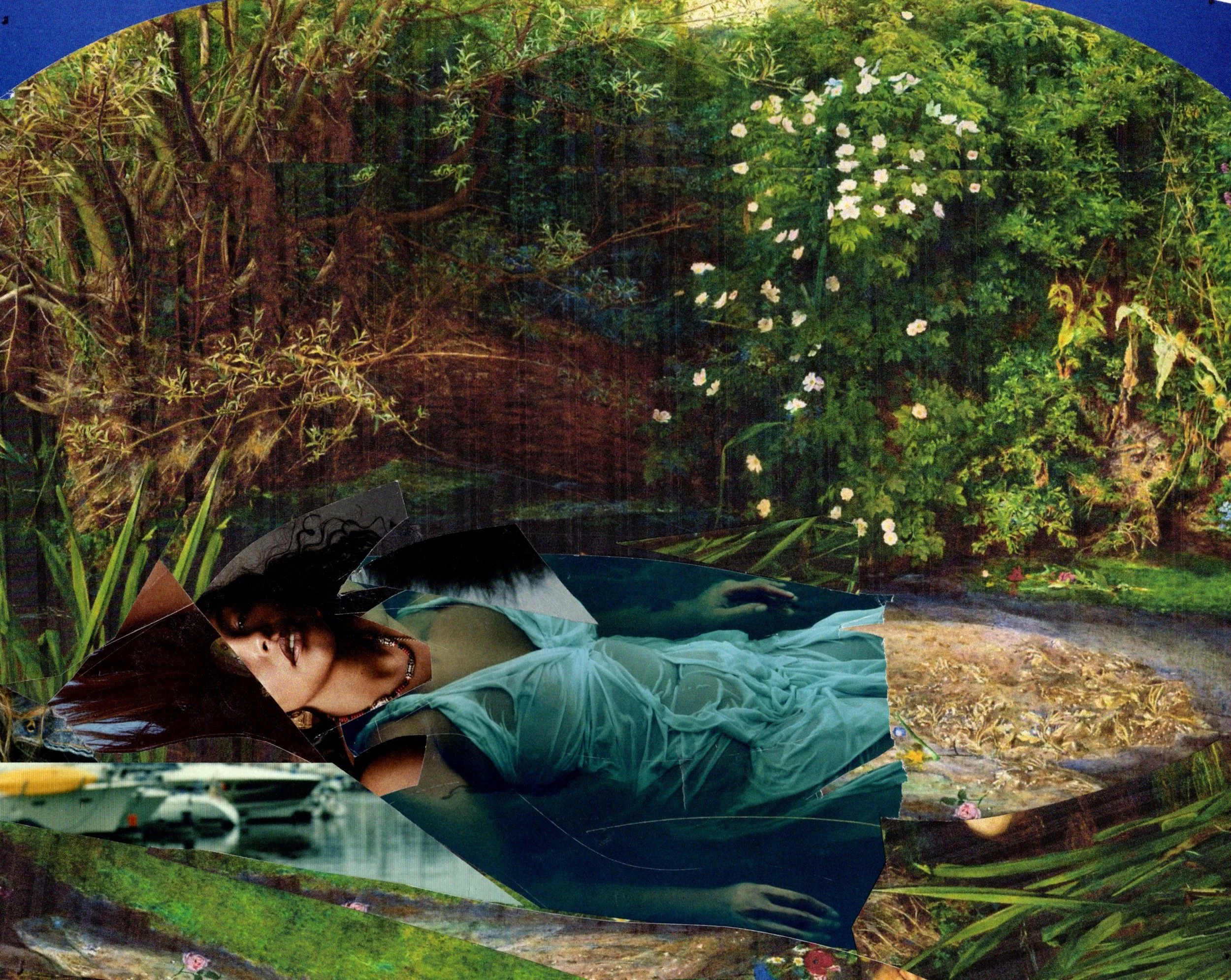 Ophelia, 2021 Collage on archival paper. 7 1/2" x 9 1/2”