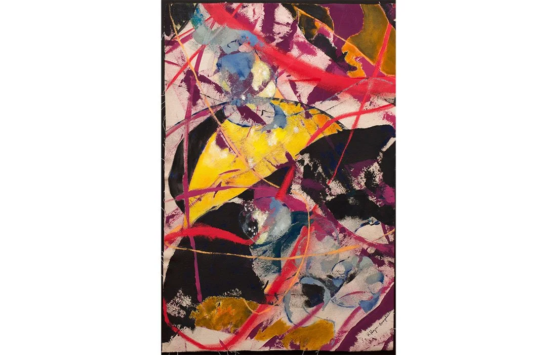Ft. Washington Park Spirit Tree Series Floating Points in Magenta #1, 2025 Mixed Media on unprimed canvas. 31” x 21”