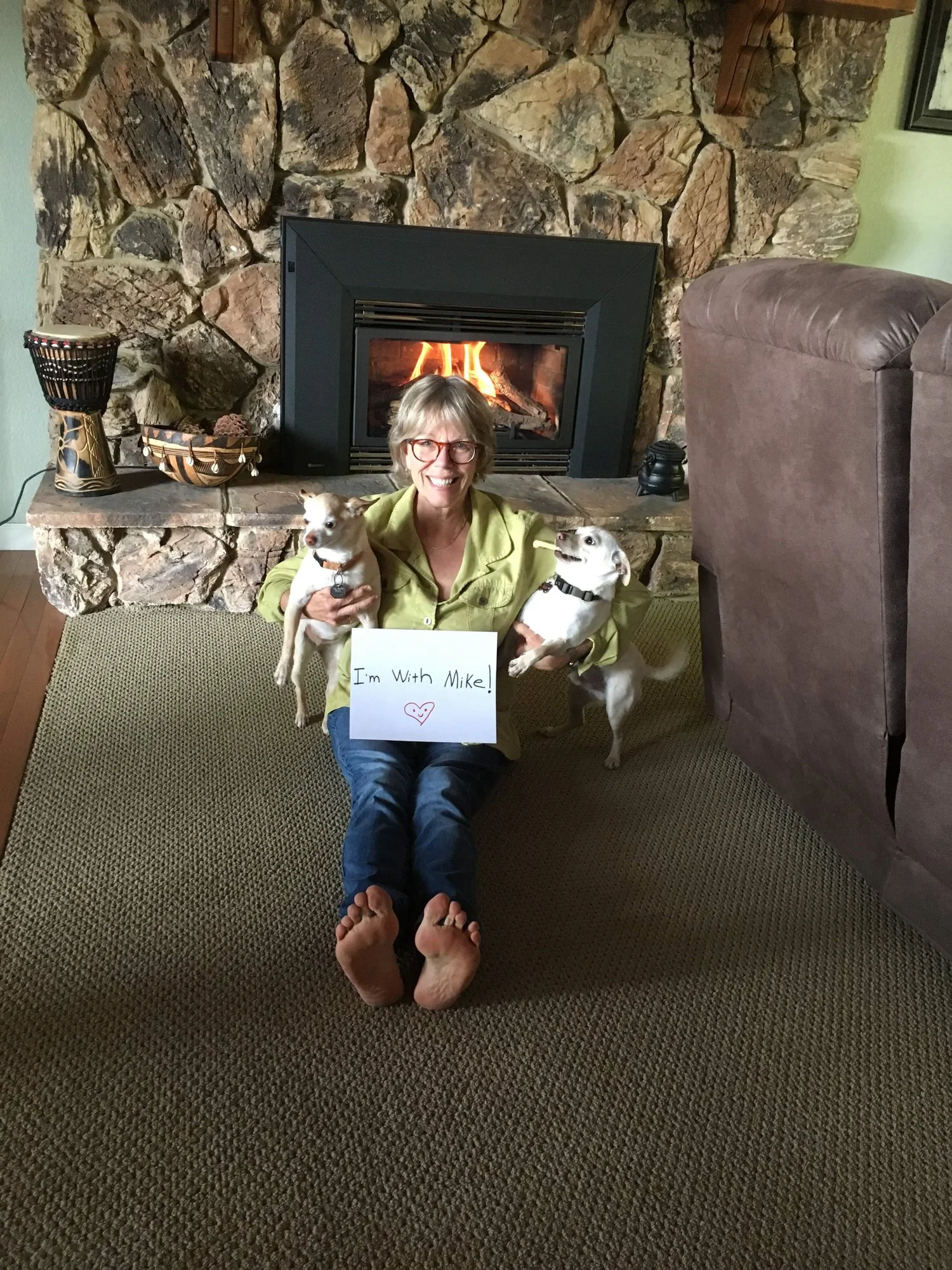 Jan and chihuahuas with Michael