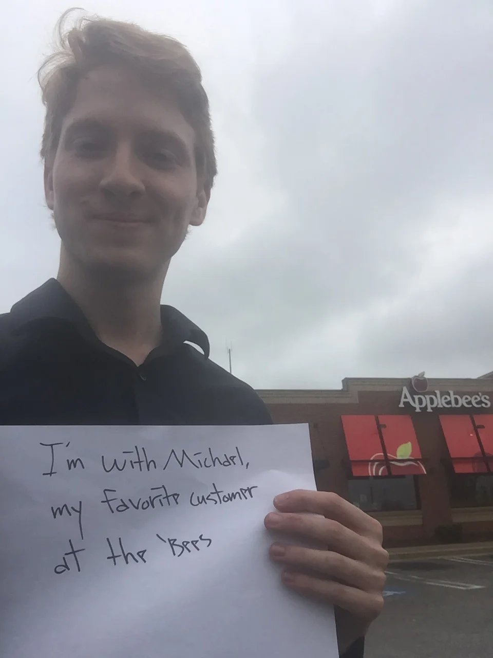 A random Applebee’s employee is with Michael 