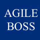 Blue square with white text that says 'AGILE BOSS'